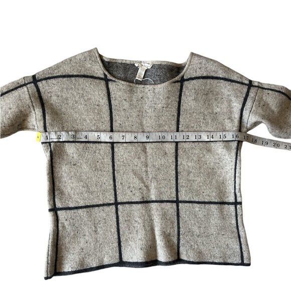 Eileen Fisher Wool Organic Cotton 3/4 Sleeve Peppered Window Pane Sweater PP XXS - Picture 4 of 5